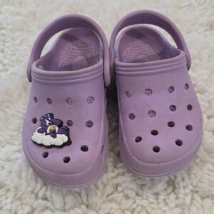 Purple Kids Clogs with Cartoon Charm